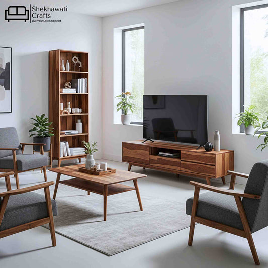modern design sheesham furniture in living room