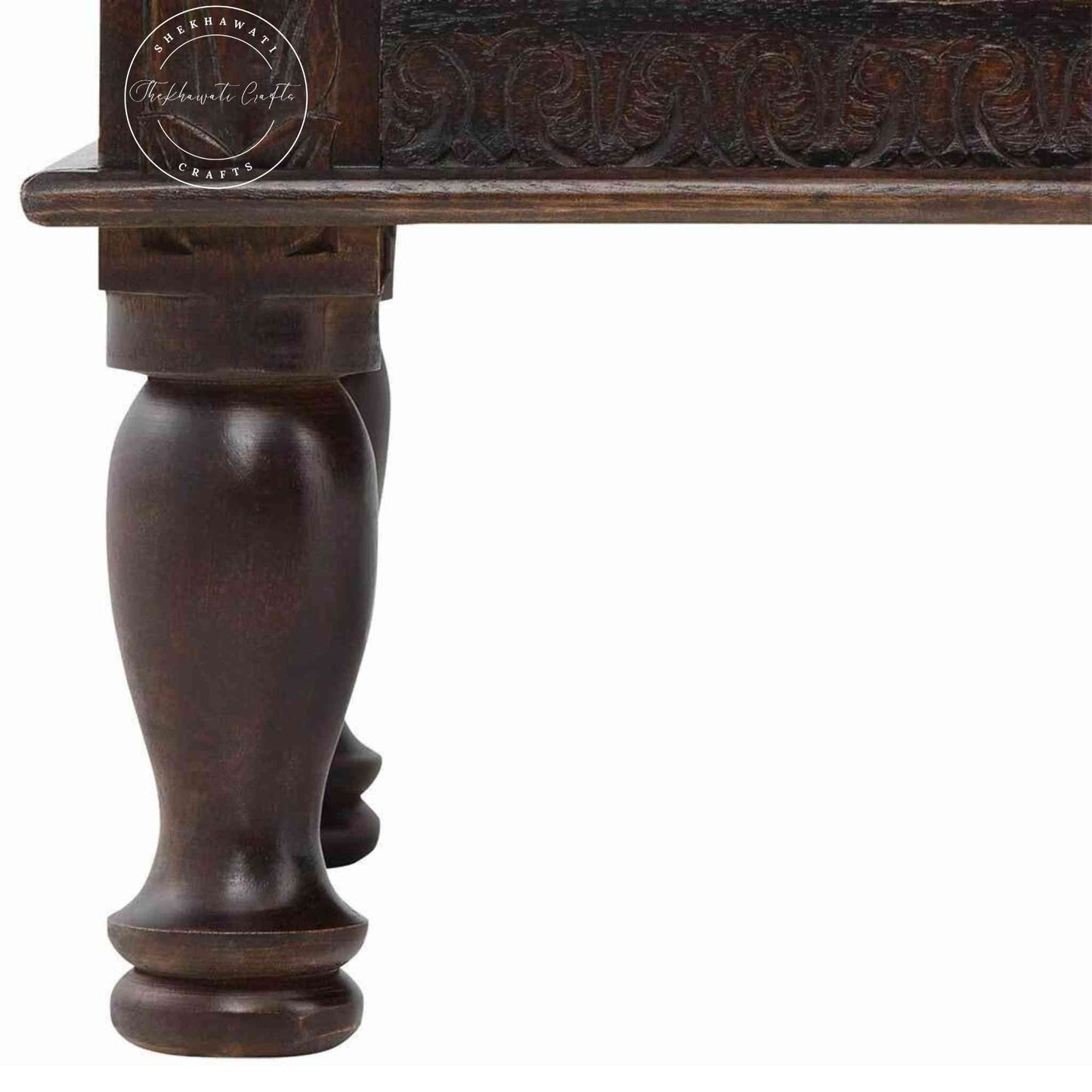 handcrafted Aaron wooden center table is made with sheesham wood and walnut finish. vintage furniture ideal for the home.