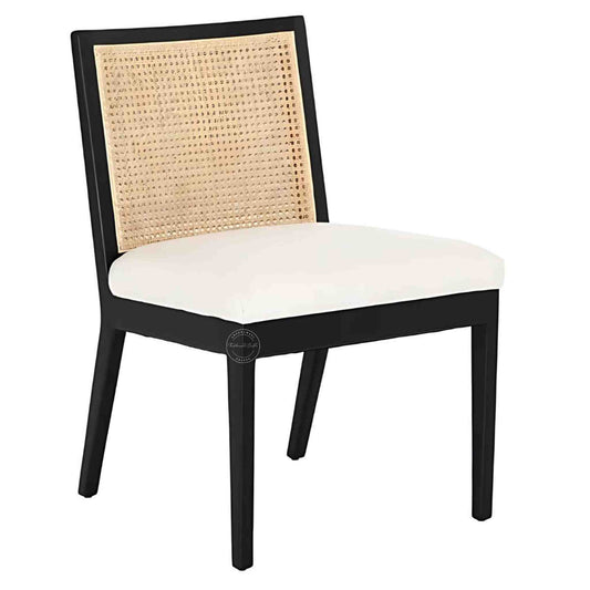 handcrafted Anvi Chair is made with sheesham wood and ratan cane design backrest.
