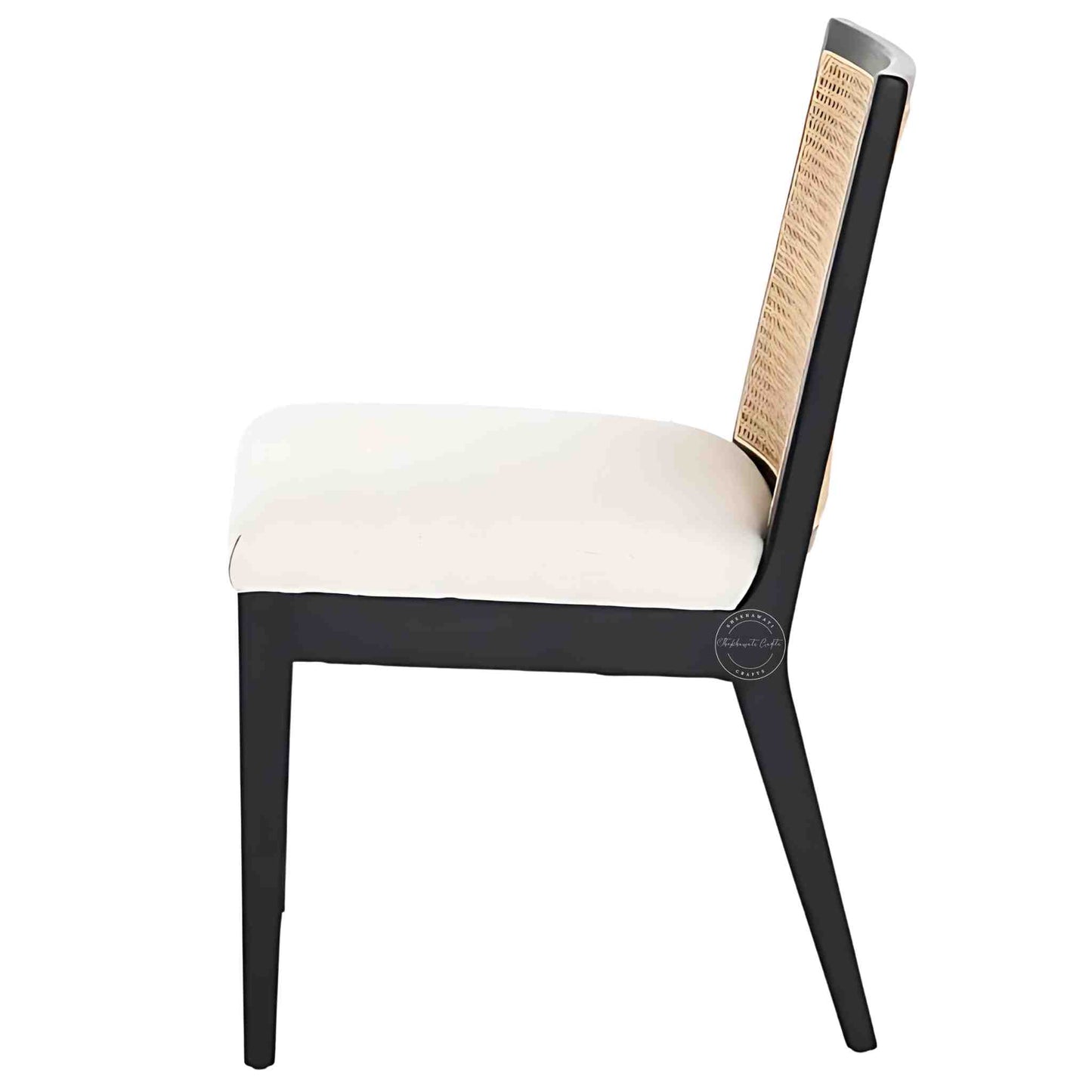 handcrafted Anvi Chair is made with sheesham wood and ratan cane design backrest.