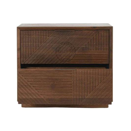 Arisa Bedside handcrafted with solid sheesham wood and light walnut finish.