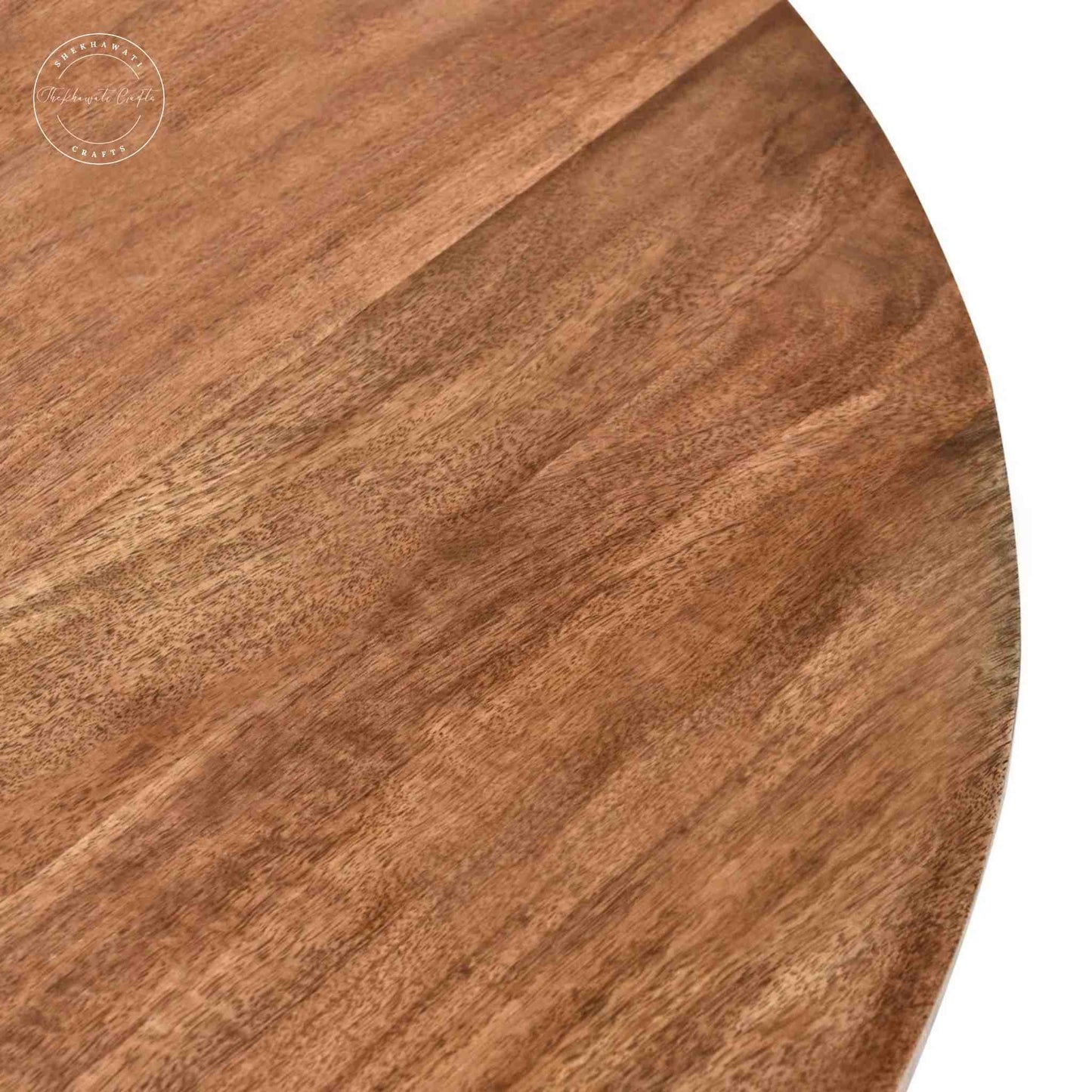 handmade Arlo Mango Wood Round Coffee Table with dual tone finish