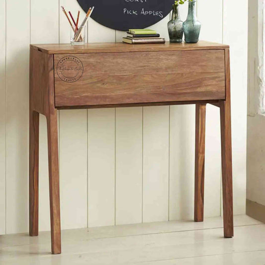 Handcrafted Arvi Sheesham Wood study desk in a natural finish. DIY assemble design and detachable legs.