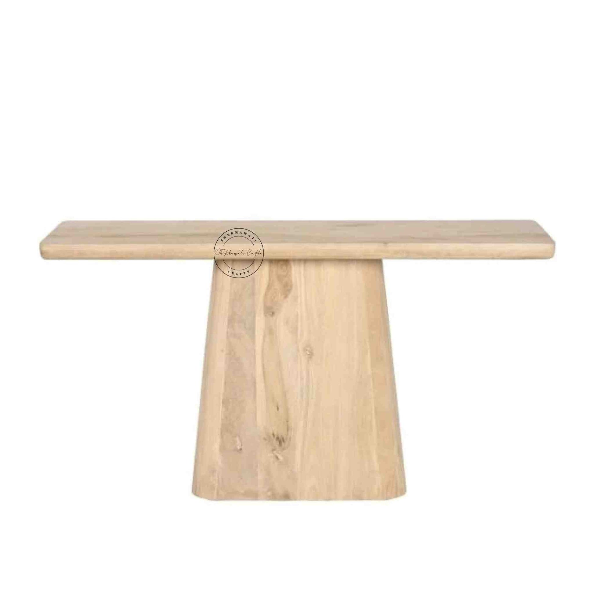 atlas console table is handcrafted with solid mango wood and rustic white finish.