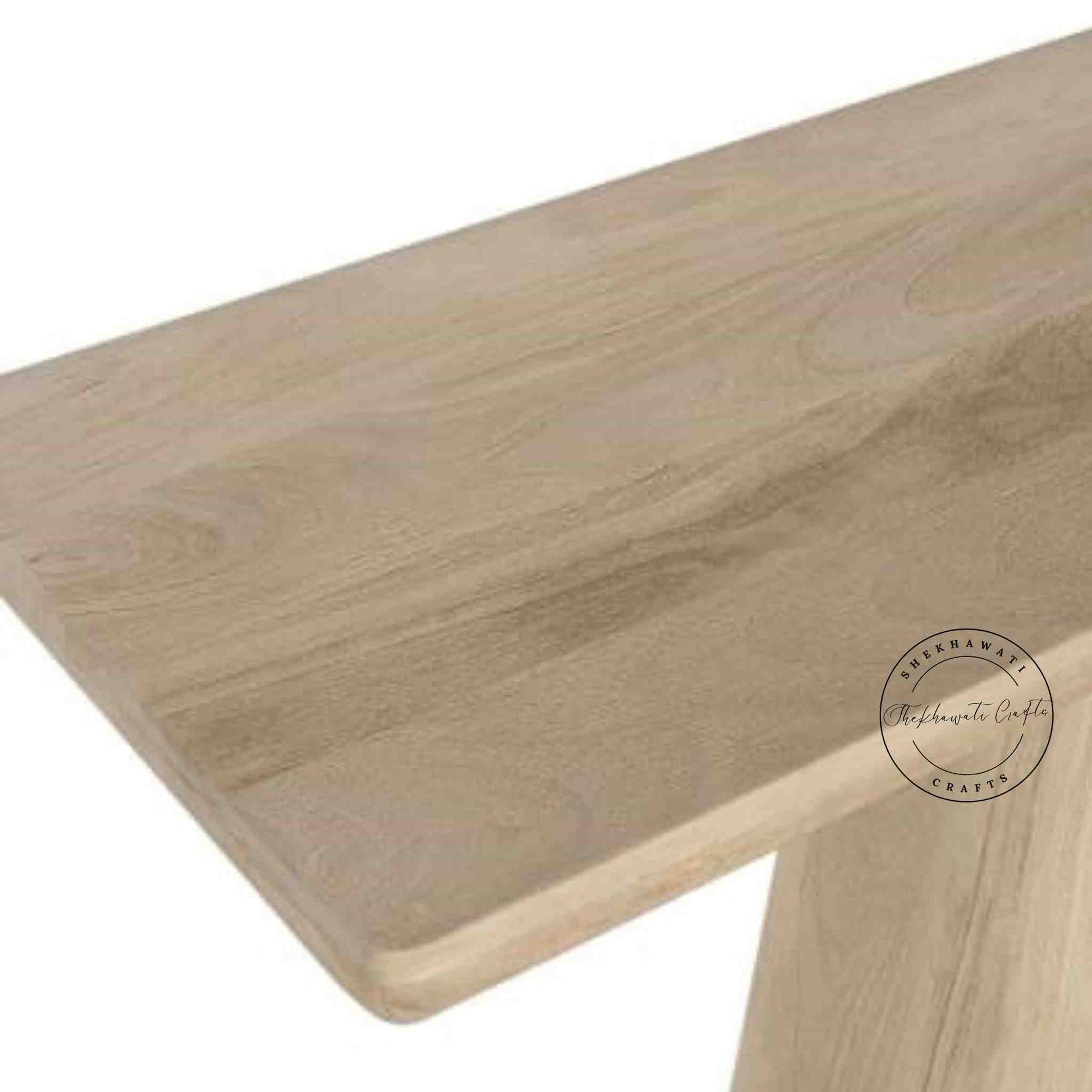 atlas console table is handcrafted with solid mango wood and rustic white finish.