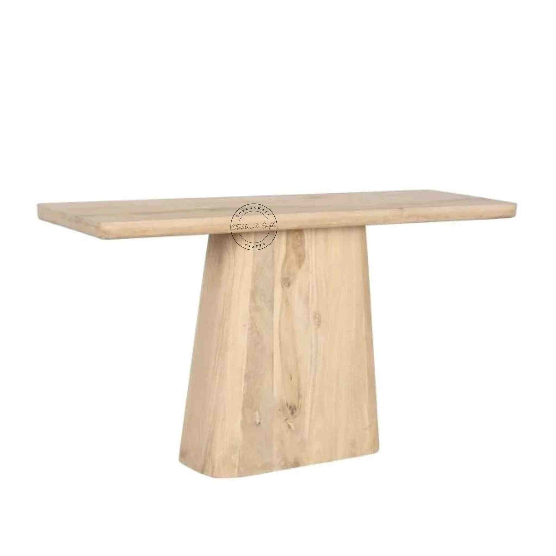 atlas console table is handcrafted with solid mango wood and rustic white finish.