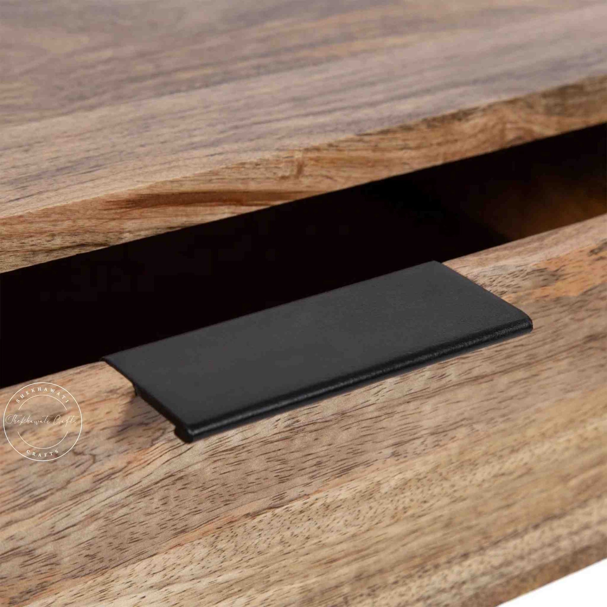 Handmade Augusta mango wood console table with 2 drawers and metal frame