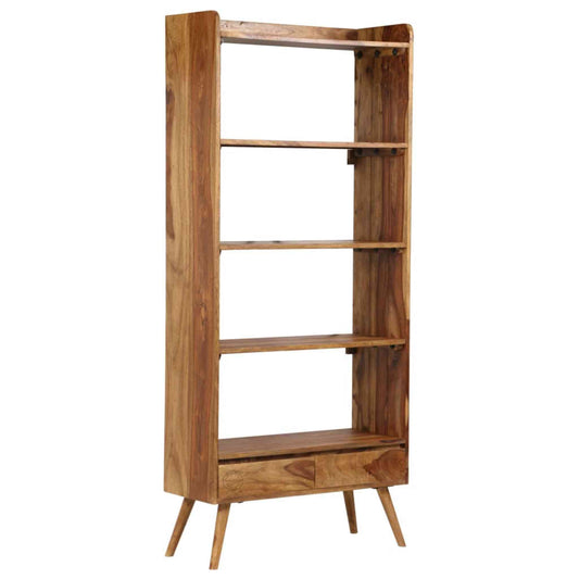 handcrafted Avani sheesham wood Bookshelve with 2 drawers and 4 shelves.