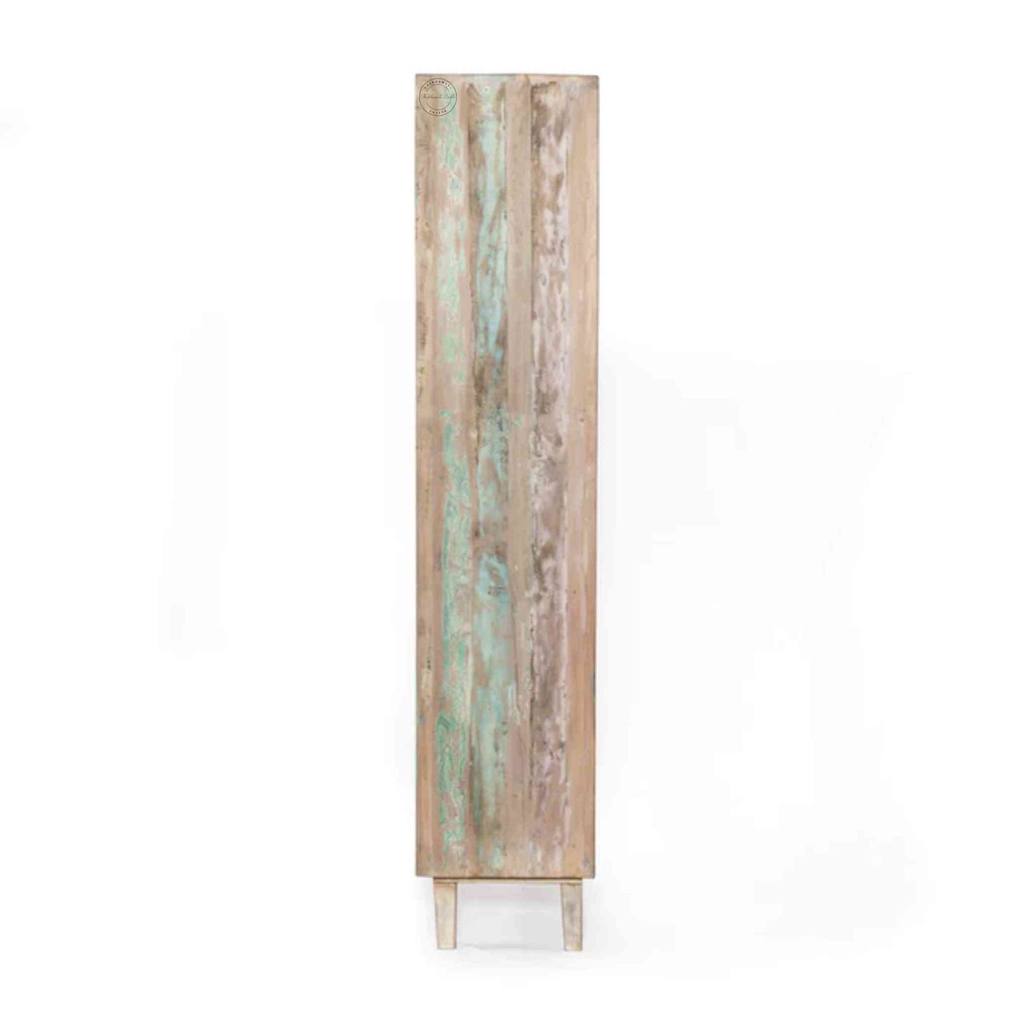 Butterfly Bookshelve handcrafted with mango wood, 3-section bookshelf with 2 doors.