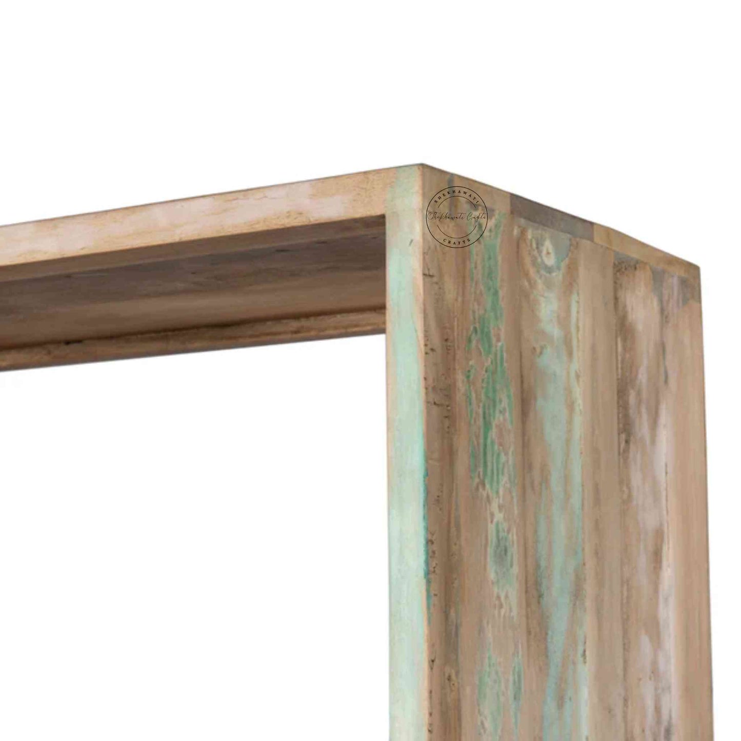 Butterfly Bookshelve handcrafted with mango wood, 3-section bookshelf with 2 doors.
