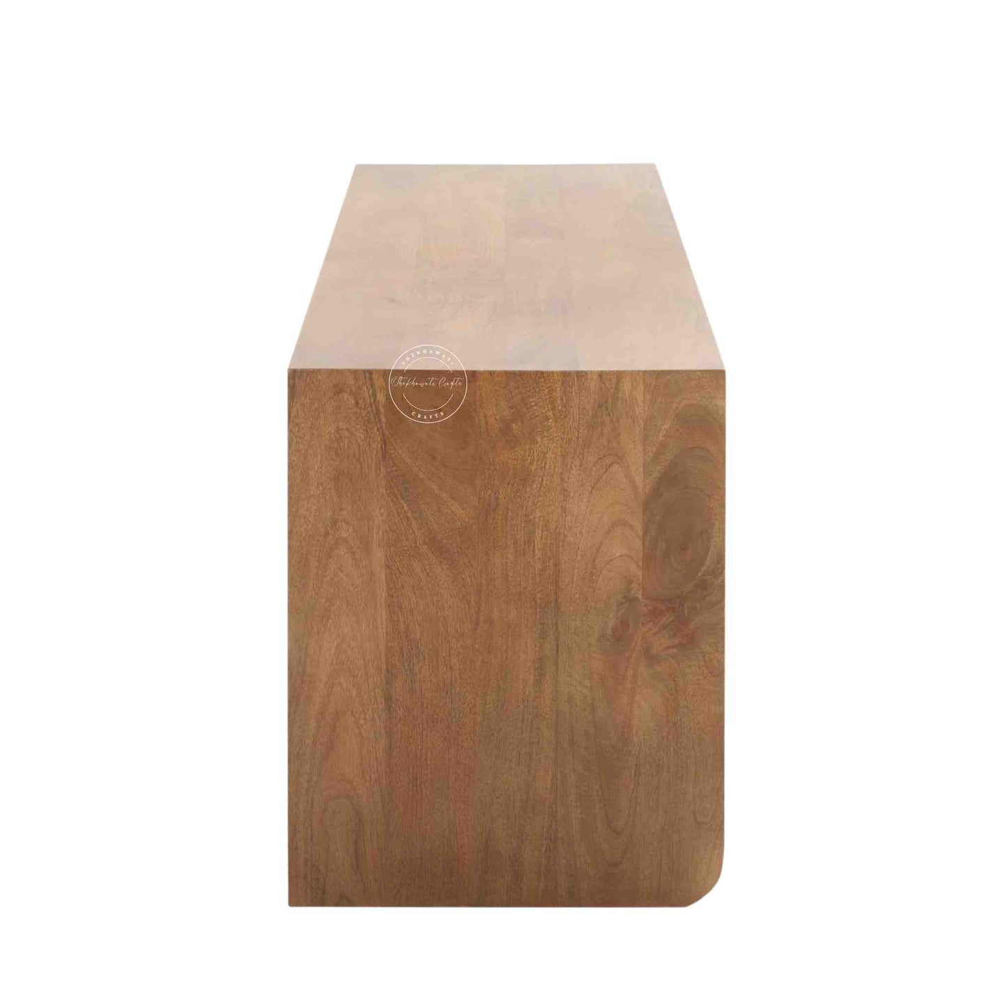 handmade Cove Solid Wood Media Cabinet is made from mango wood and a natural finish with 3 doors.