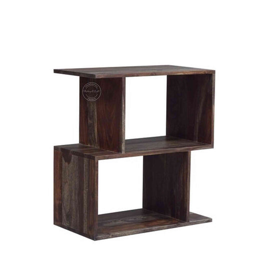 Crony Mini Zig Zag End Table handcrafted with Sheesham wood, walnut finish, and modern zig-zag design.