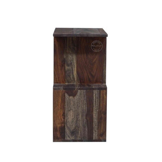 Crony Mini Zig Zag End Table handcrafted with Sheesham wood, walnut finish, and modern zig-zag design.