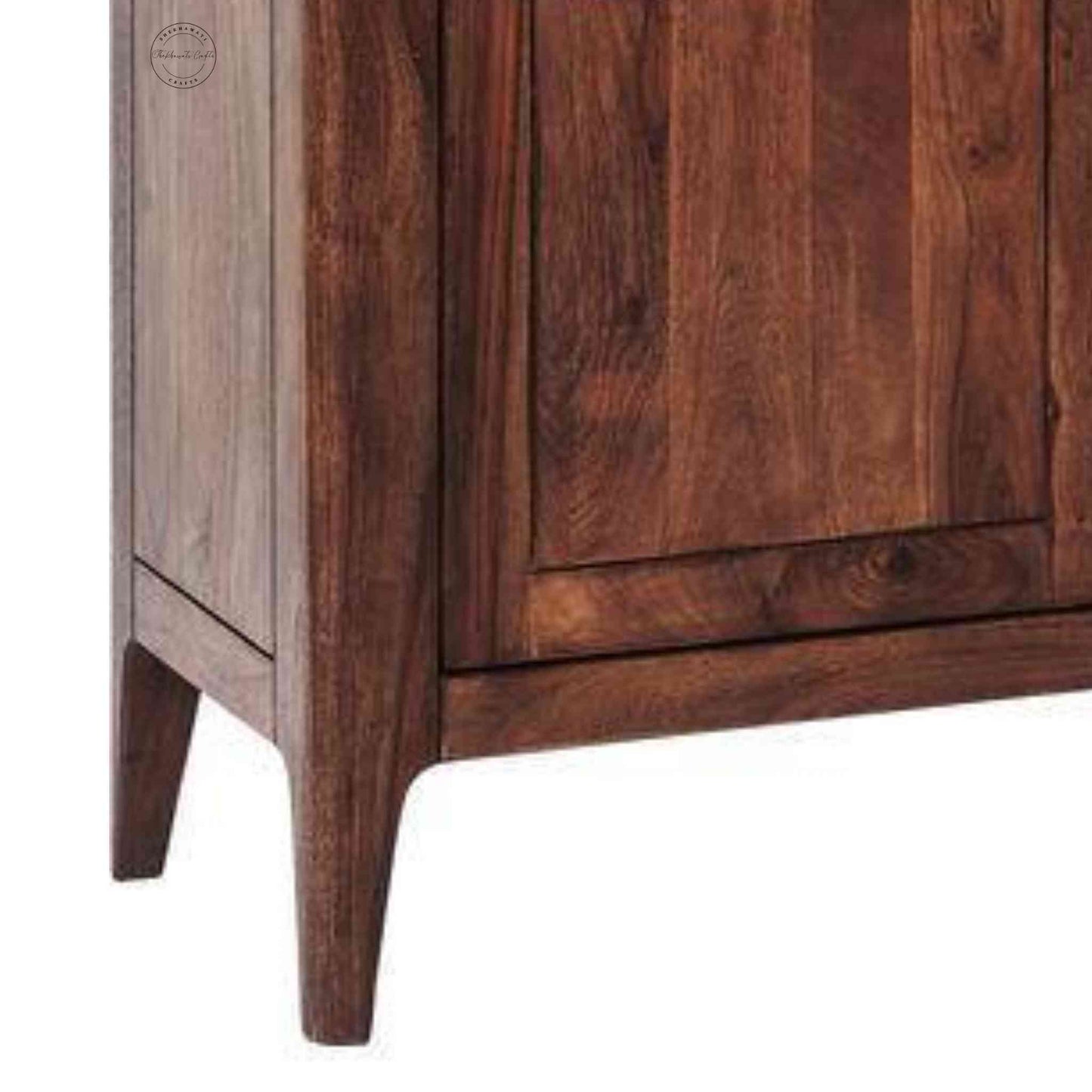 Devi Sideboard is handcrafted with Sheesham wood, carved edge design, 3 drawers and 3 doors.