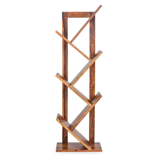 Druma bookshelf is handcrafted with sheesham wood and a natural finish. open Bookshelve for book showcase.