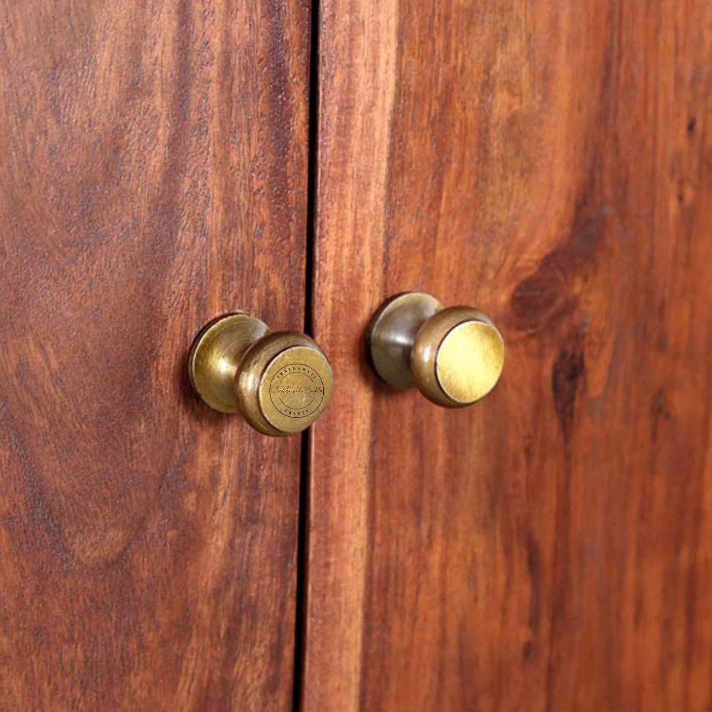 Dublin Shoe Rack is crafted from Sheesham wood, featuring 4 doors with brass handles and a honey finish.