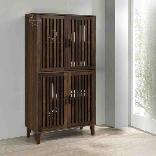 Elser Wardrobe made from Sheesham wood with a walnut finish, featuring 3 spacious shelves.
