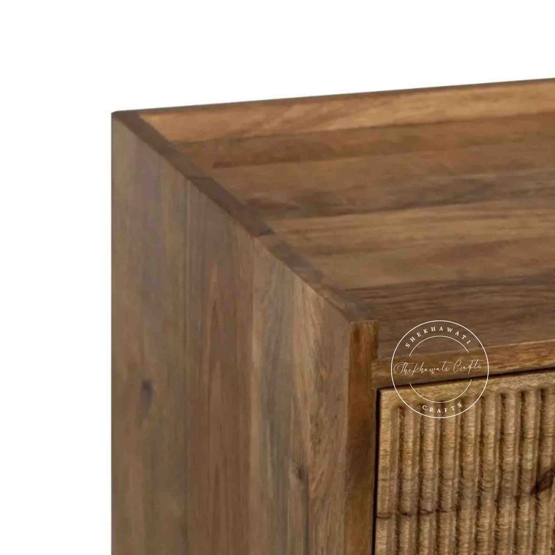 hazal 2 drawer bedside handmade with mango wood and a natural mango stain finish