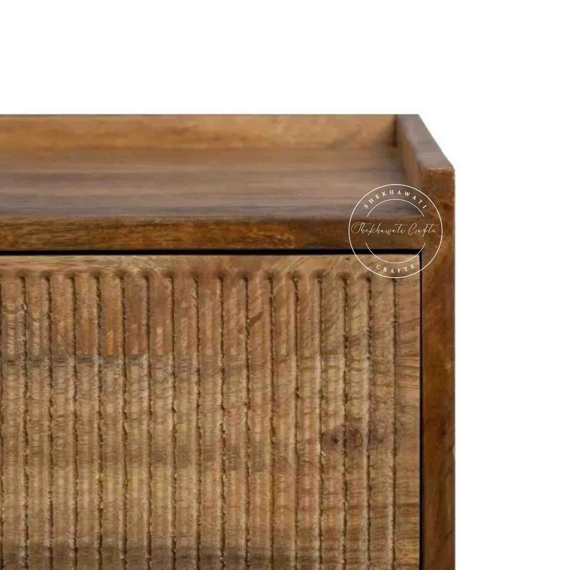 hazal 2 drawer bedside handmade with mango wood and a natural mango stain finish