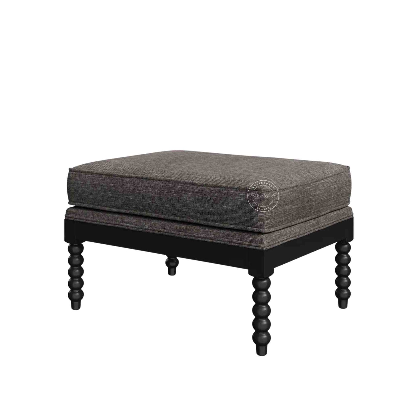jasper ottoman stool is crafted with sheesham wood and jute fabric with matte black finish legs.