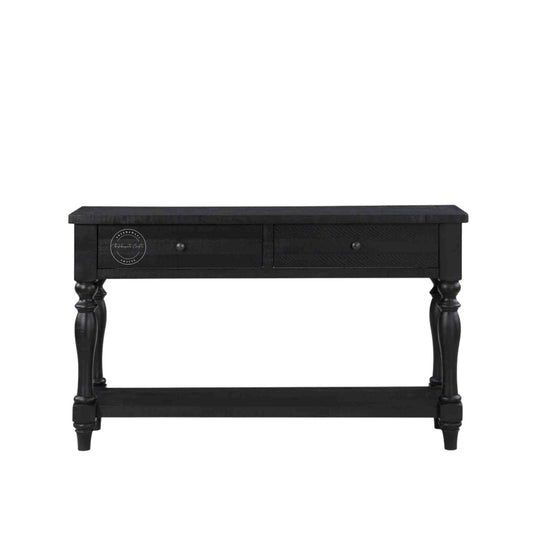 Julian console table is handcrafted from mango wood and a matte black finish.