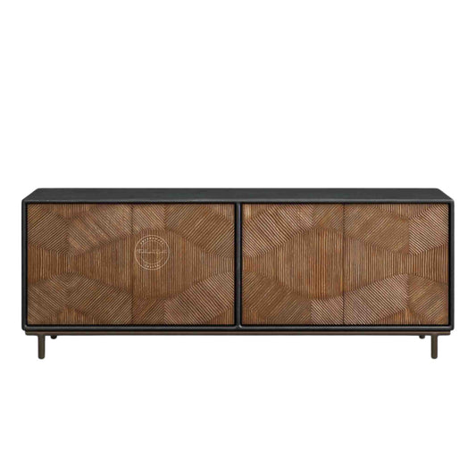 Kaari sideboard is handmade from mango wood with dual tone finish and iron legs.