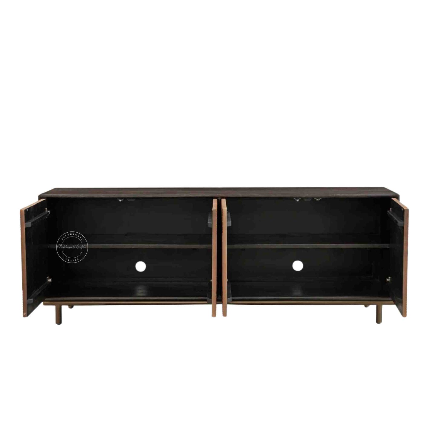 Kaari sideboard is handmade from mango wood with dual tone finish and iron legs.
