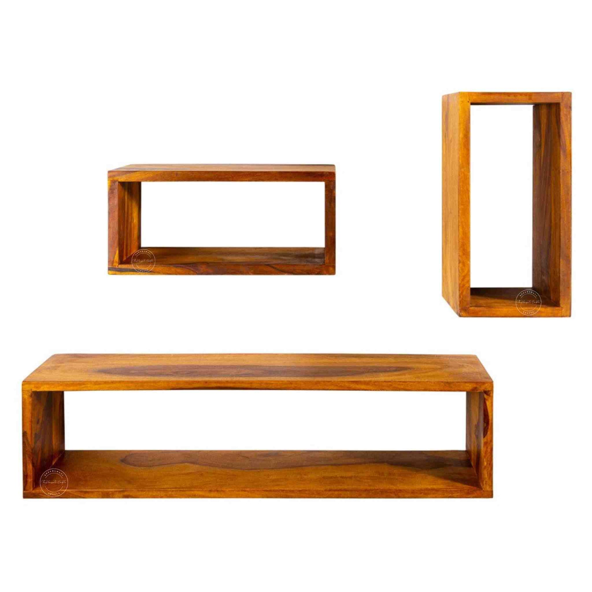 handcrafted wooden wall shelf rack set for wall decor