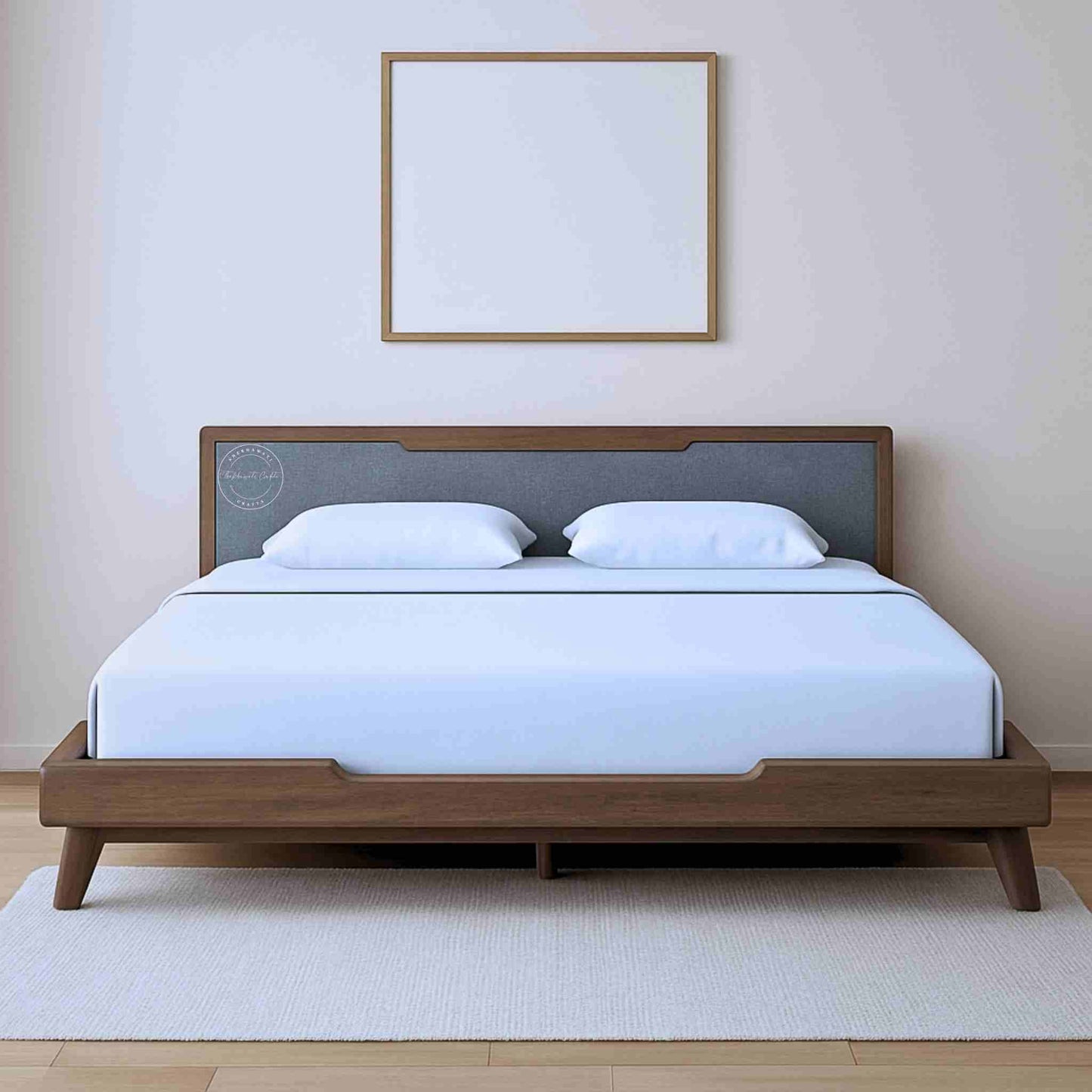 Majesta Elite Solid Wood King Size Bed, without storage upholstered bed with teak finish.