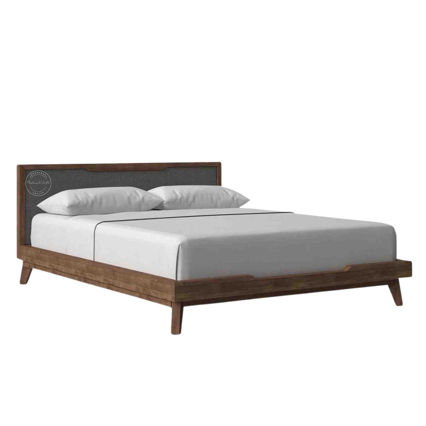 Majesta Elite Solid Wood King Size Bed, without storage upholstered bed with teak finish.