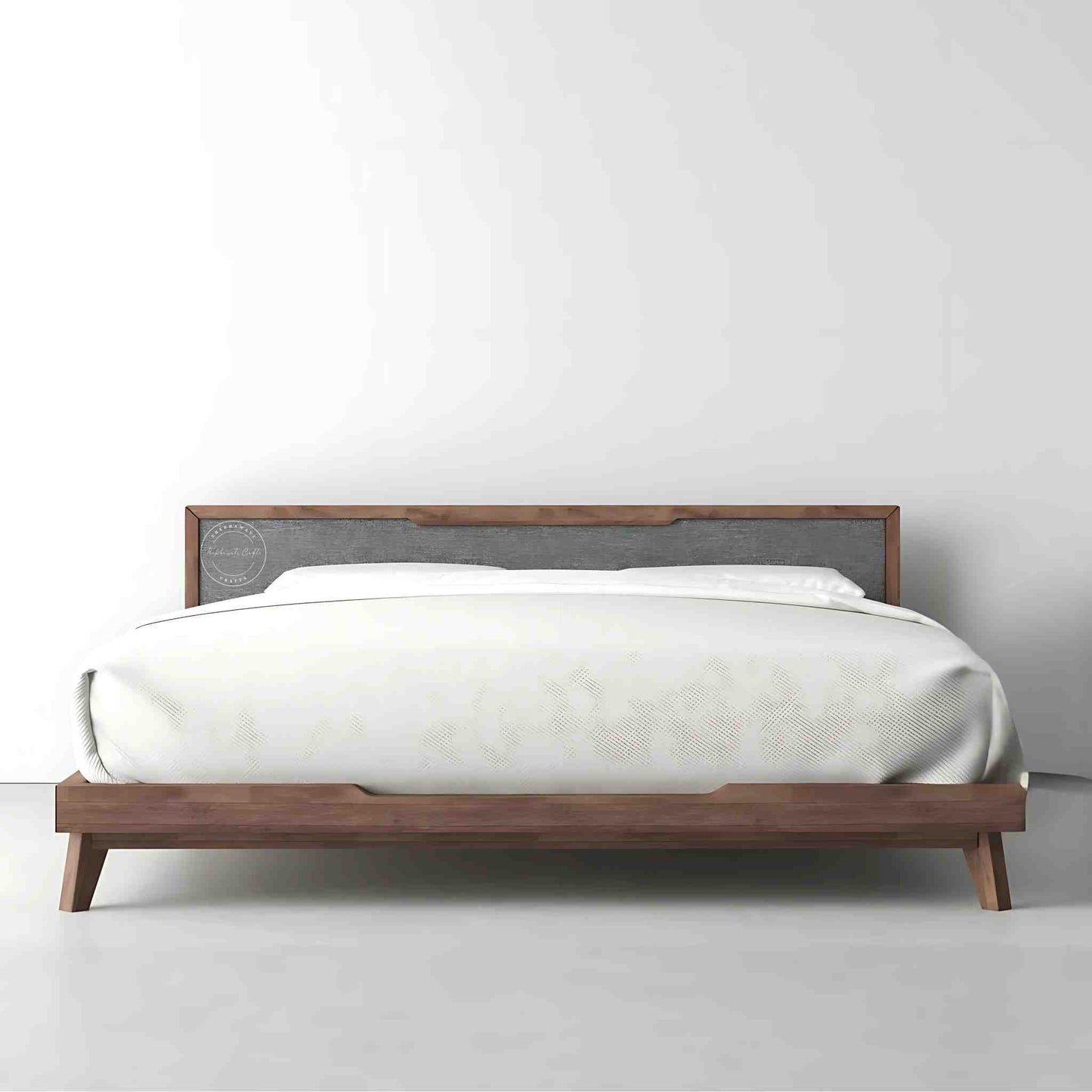 Majesta Elite Solid Wood King Size Bed, without storage upholstered bed with teak finish.