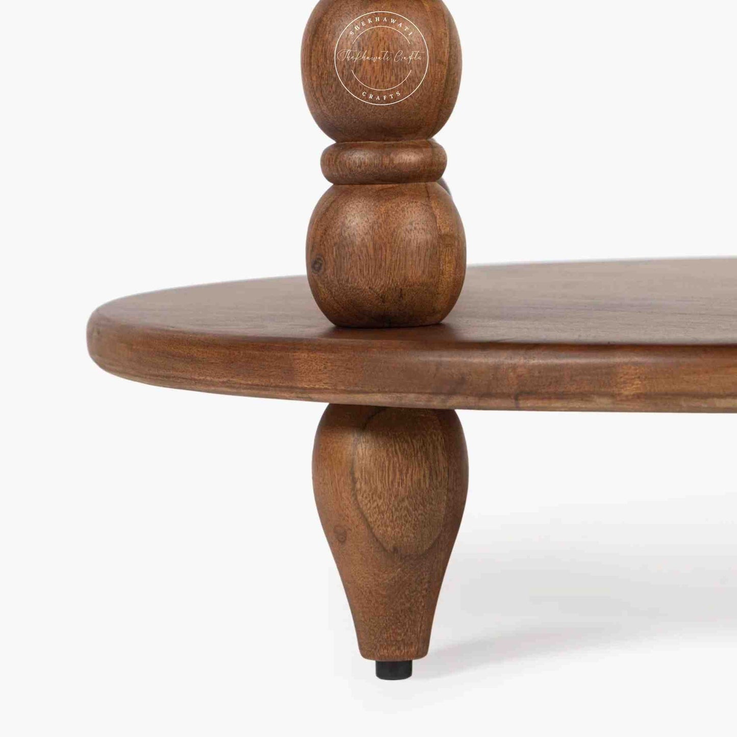 Handmade Marieta Sheesham Wood Vintage End Table in a dark honey finish.