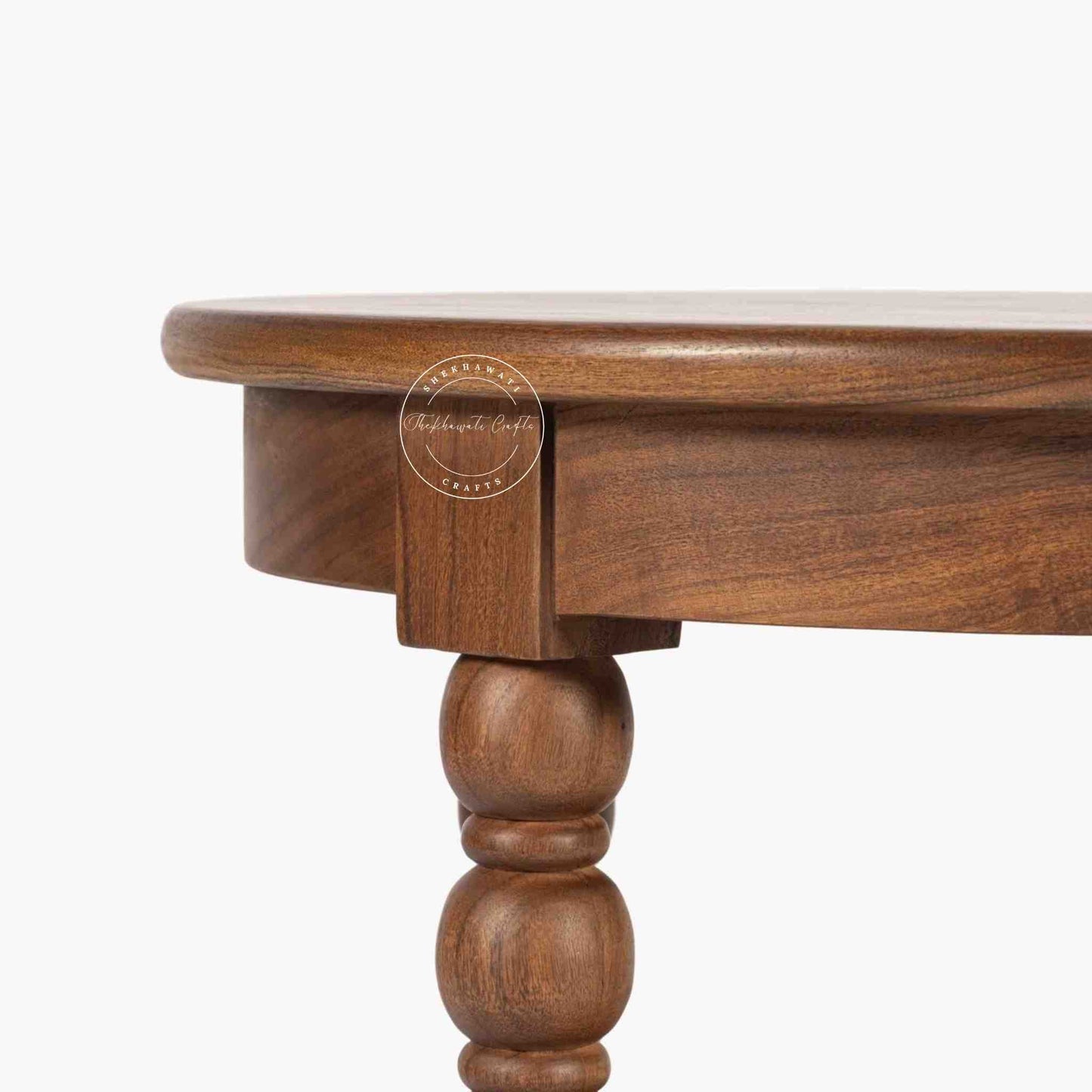 Handmade Marieta Sheesham Wood Vintage End Table in a dark honey finish.