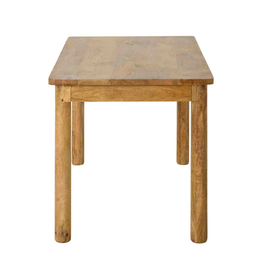 Maron wooden dining table is crafted with mango wood with a natural finish and round shape legs.