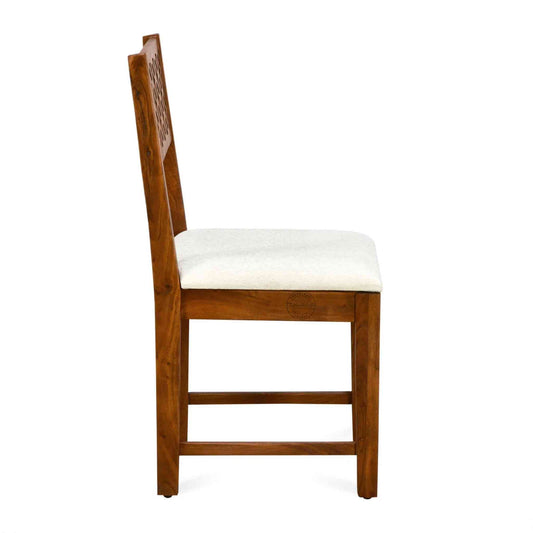 Mirra Chair with Cushion, handcrafted with sheesham wood, vintage design, comfortable chair, perfect for home, office or dining furniture.