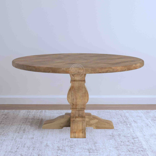 Handmade Montreal retro solid mango wood dining table with rustic finish