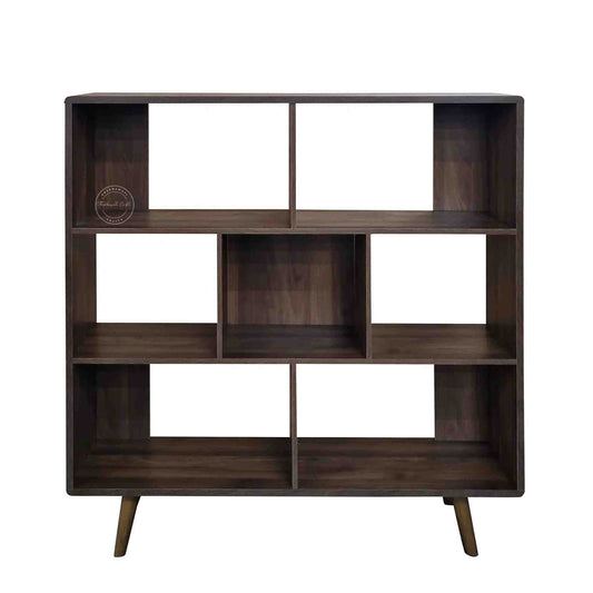 Morena bookshelf handcrafted with sheesham wood and a walnut finish.