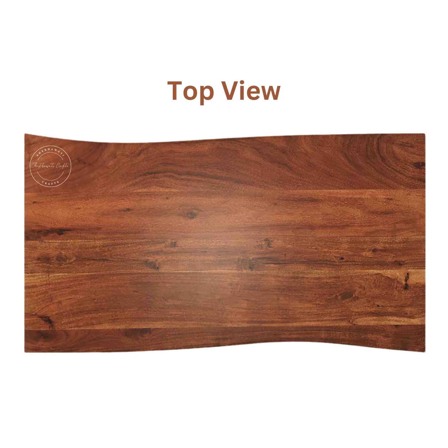 Myra live edge dining table is handcrafted with sheesham wood. This 6-seater wooden dining has a natural finish top and black finish legs.