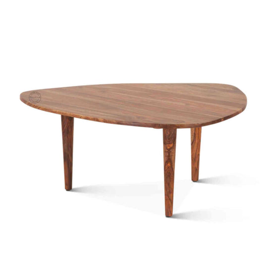 Nitara Coffee Table is crafted from sheesham wood with detachable wood legs and a natural finish.