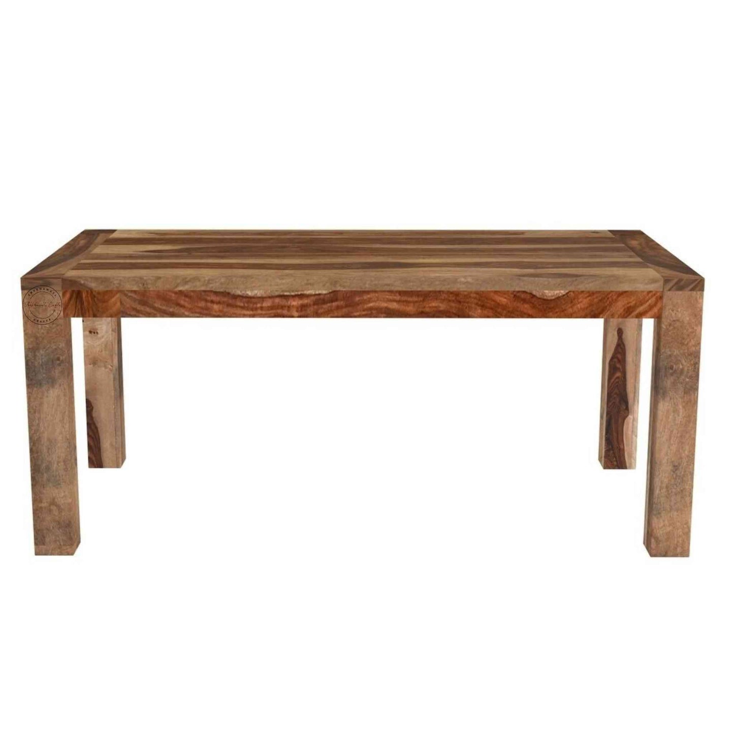 Odi Six Seater Wooden Dining Table crafted from sheesham wood, natural finish, detachable legs with DIY assemble design.