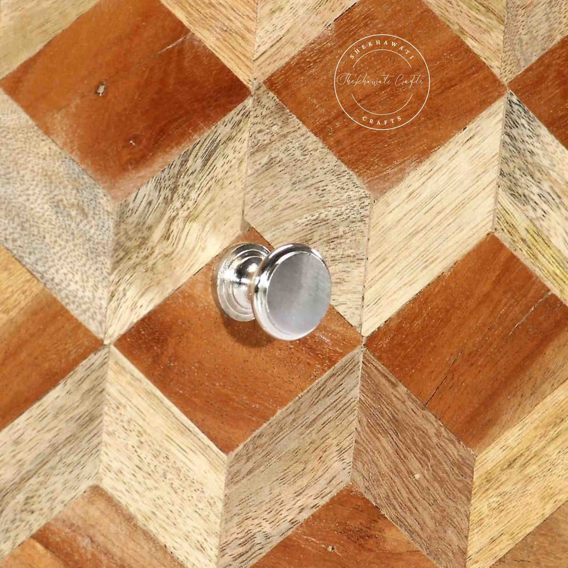 Orion bedside table is handcrafted from mango wood and dual tone finish with 2 drawers