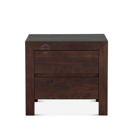 Palm Bedside Table is handcrafted from sheesham wood with 2 drawers