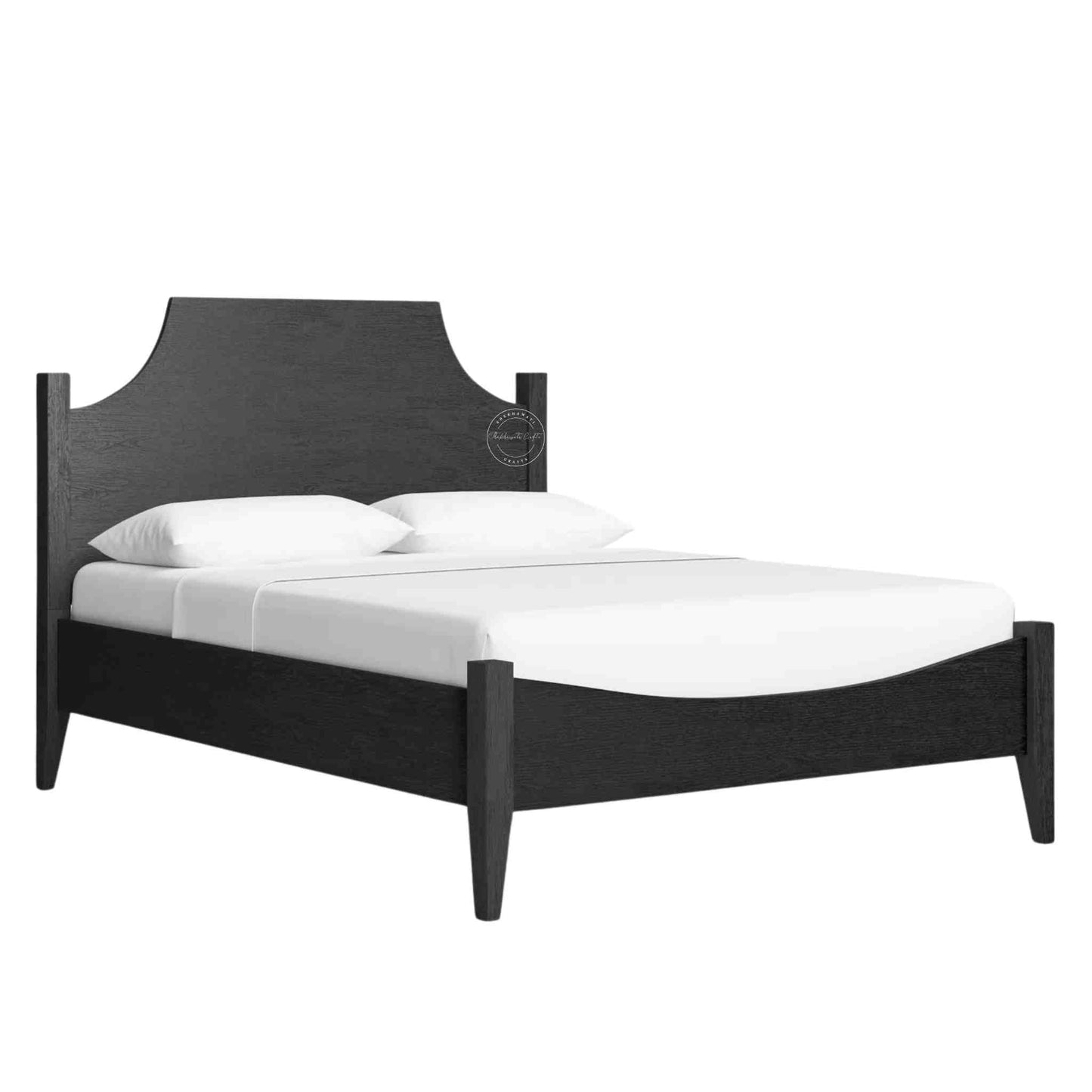 this wooden king size bed is crafted from sheesham wood and a black matte black finish.