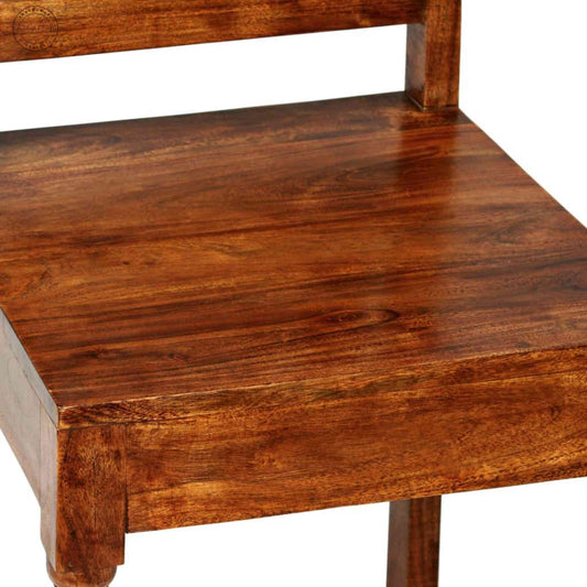 Handcrafted with solid Sheesham wood chair with iron jali, honey finish, vintage design and termite-free solid wood.