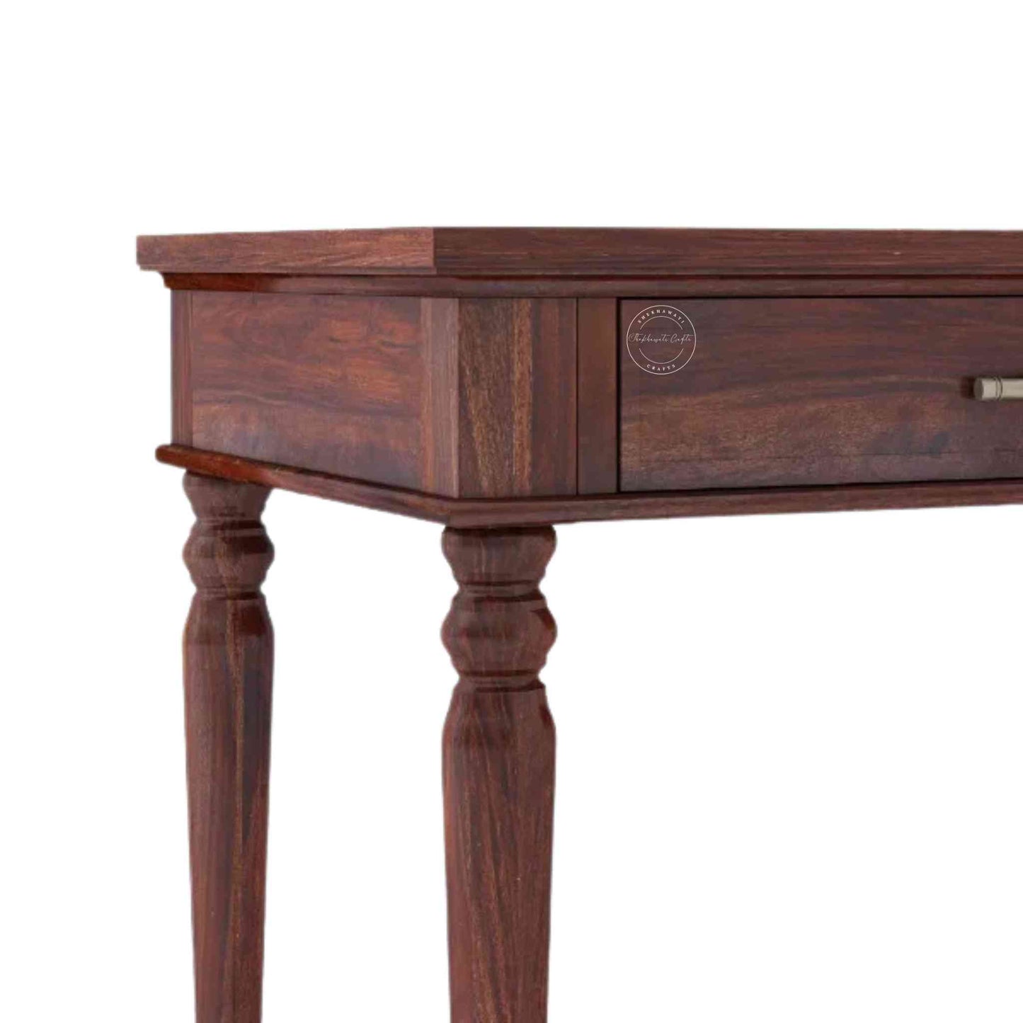 Handcrafted Sheesham wood sahu study table with honey finish with 2 drawers.