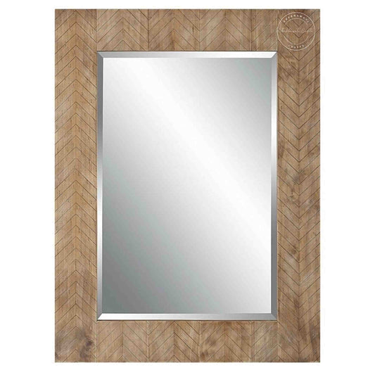 Sasimo wood mirror frame with mango wood, natural finish, wooden wall mirror for home and bathroom decor.
