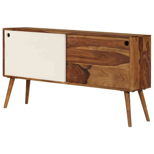 Handcrafted Symphony TV Cabinet made of sheesham wood with a dual-tone finish, sliding doors and detachable legs.