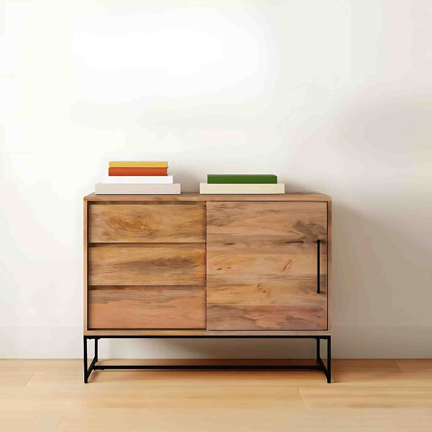 terra wooden sideboard with 3 drawers and one door