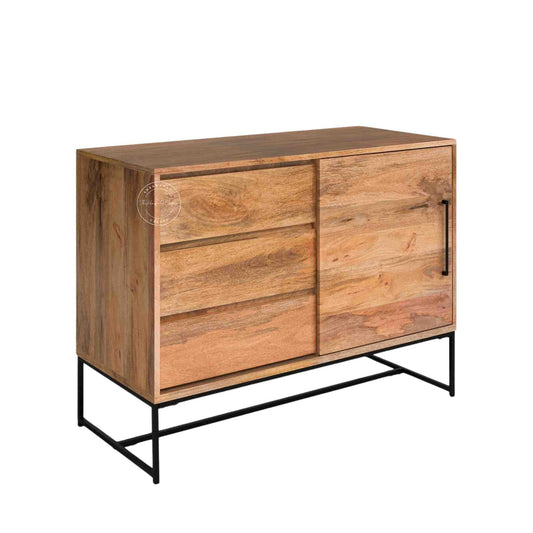 terra wooden sideboard with 3 drawers and one door