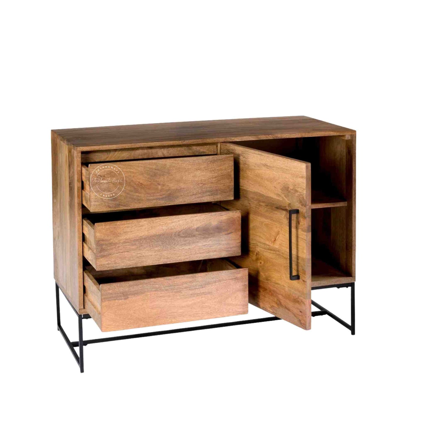 terra wooden sideboard with 3 drawers and one door